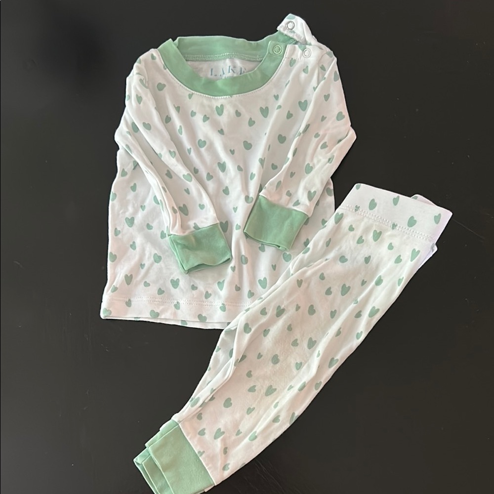 Green and White Pajama Set with Soft Fabric